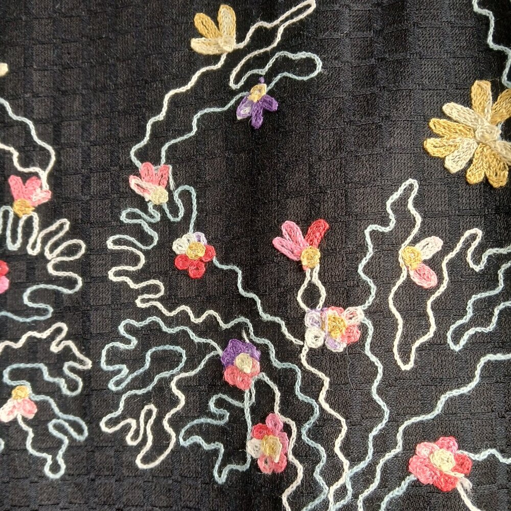 Vintage Indigo Moon Embroidered Floral Nehru Jacket with Glass Beads Size Small - Picture 8 of 12
